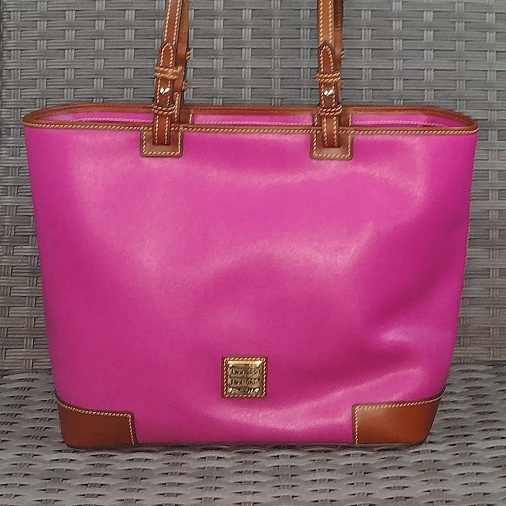 Dooney & Bourke Pink and Brown Leather Tote Bag